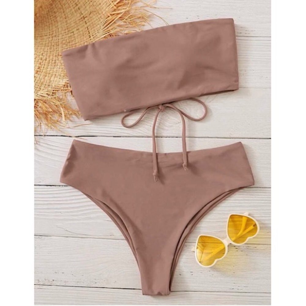 Lace Up Bandeau High Waisted Bikini 💗